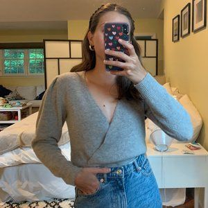 Something Navy Light Blue Wrap Sweater